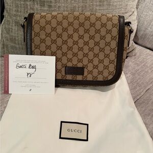 Authentic Gucci GG Canvas Messenger Bag